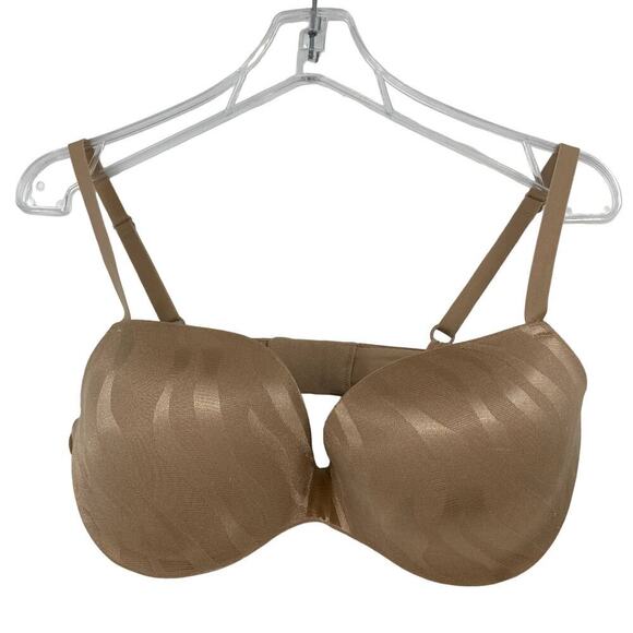 Maidenform Push Up Bra Size 36D Underwire Nude Beige Tonal Stripe - Picture 1 of 7